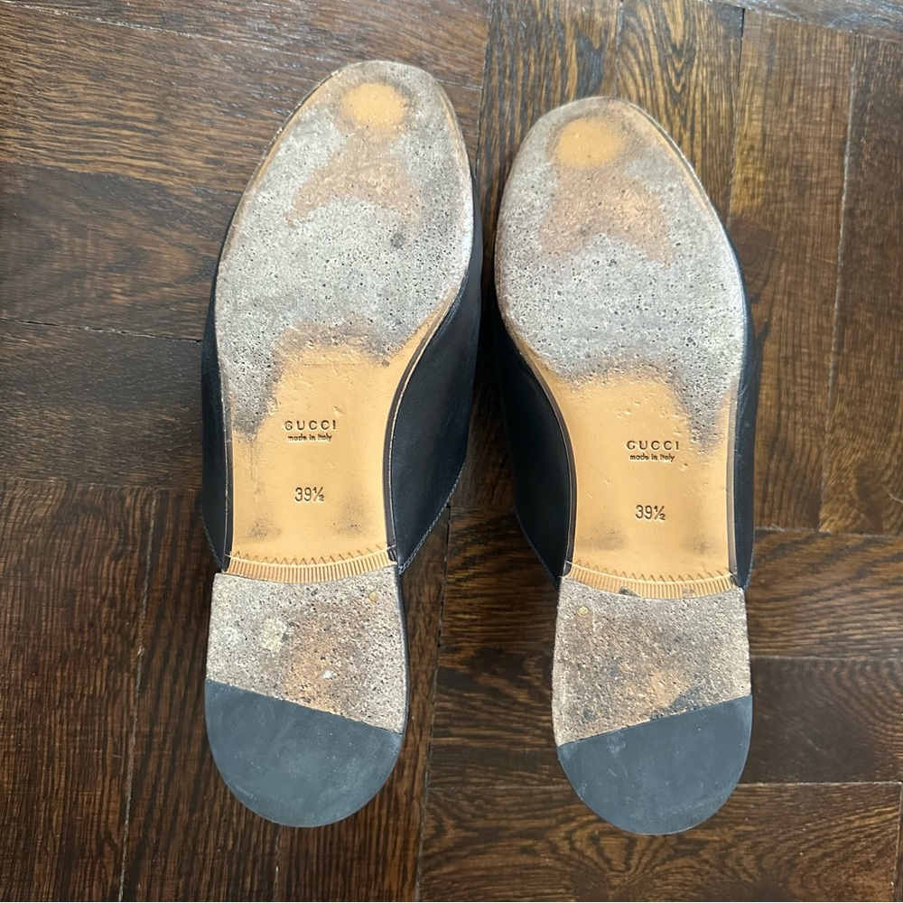 GUCCI PRINCETOWN BLACK LEATHER MULE SLIDES - SIZE 39.5 - Picture 9 of 12